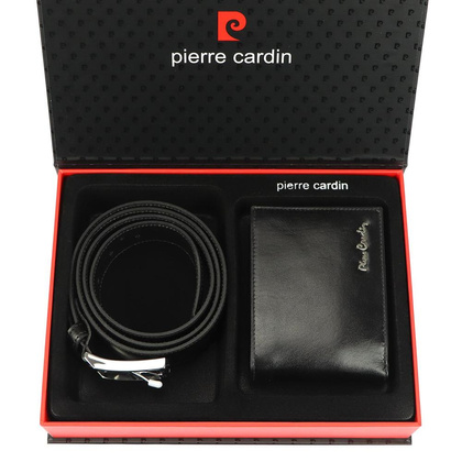 Zestaw PIERRE CARDIN portfel + pasek męski ZG-103 120 Czarny