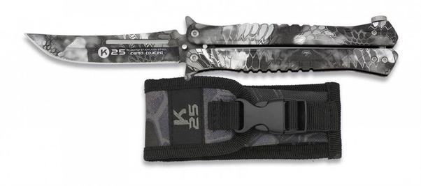 Nóż motylek K25 02142 Balisong Phyton Czarny