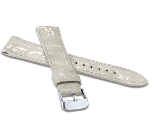LAVVU Biały szyty pasek lakierowany CROCO OCALA z luksusowej skóry Top Grain - 12