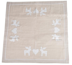 Obrus beżowy z reniferami 85x85 cm