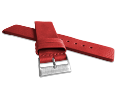 LAVVU Czerwony gładki pasek PLAIN z luksusowej skóry Top Grain - 22