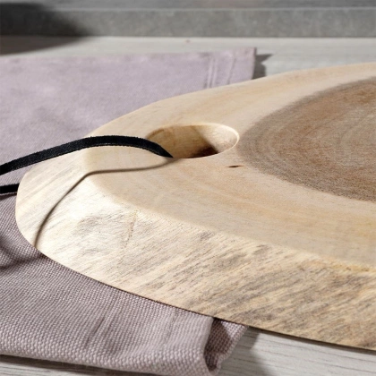 Deska kuchenna do krojenia serwowania talerz drewniany taca naturalna 34x16 cm