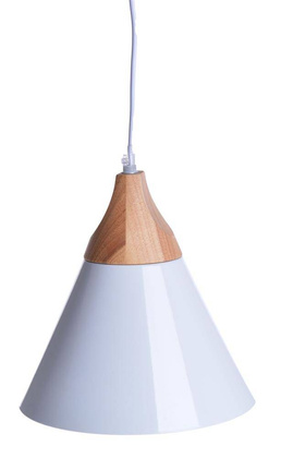 Lampa wisząca biała z drewnem