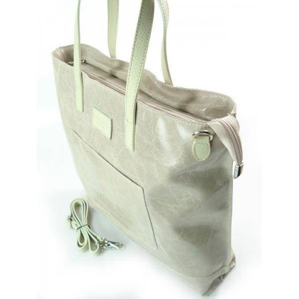 DUŻA TORBA SHOPPER BAG  VERA PELLE  NA RAMIĘ ŚWIECĄCA WŁOSKA SKÓRA  A4 RÓŻ PUDROWY X87RR KEMER