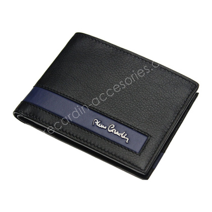 Portfel męski skórzany PIERRE CARDIN CB TILAK26 8806 RFID Czarno niebieski