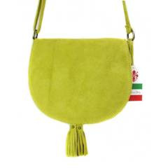 Zamszowa listonoszka ,chlebak  Vera Pelle ,pojemna przewieszka A5 Żółta  VP490GL