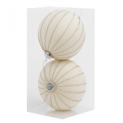 Ozdoba świąteczna biała bombka welurowa XXL 2szt WOZ58