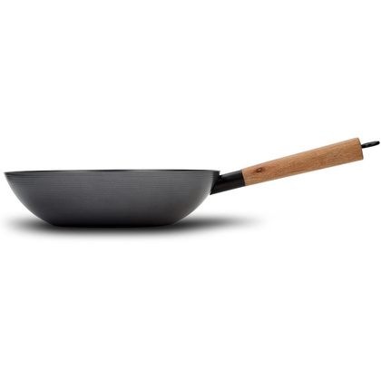 Patelnia wok kantoński stalowy chiński głęboki 30 cm