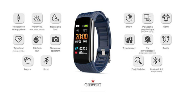 Smartband Giewont GW200-6 + Dodatkowy pasek granatowy