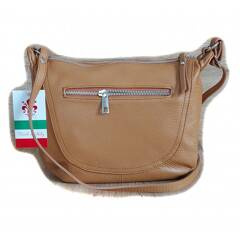 Duża pojemna Włoska skórzana listonoszka A5  Vera Pelle  Camel VPLB25C