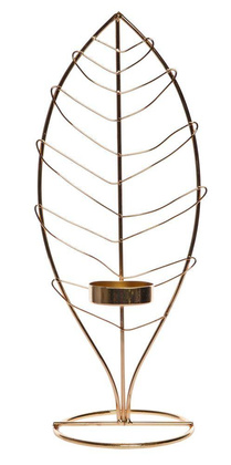 Liść metal średni świecznik