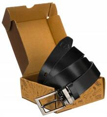 Skorzany waski pasek meski z klasyczna klamra