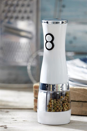 Młynek do soli i pieprzu SALT N´ PEPPER, biały, srebrny