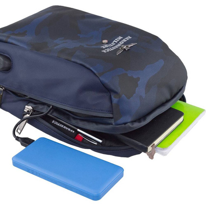 Plecak na jedno ramię AERONAUTICA MILITARE Camou Niebieski