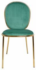 Welurowe krzesło z metalowymi nogami zielone