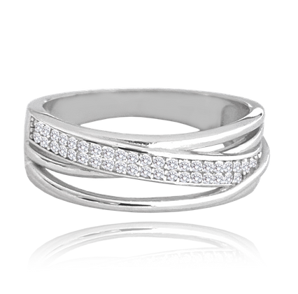 MINET Pierścien srebrny z białymi cyrkoniami wielkość 20