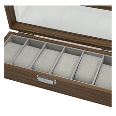 Szkatułka na 6 zegarków, etui, organizer zamykany ze szkłem 31x12x7,5cm PDMDF04