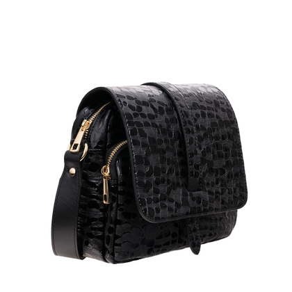 Torebka damska z efektem kropli czarna Canaletto złote wykończenia TD690s258