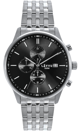 LAVVU Zegarek męski​ YSTAD Chronograph Black z wodoszczelnością 100M