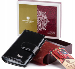 Etui na dokumenty z lakierowanej skóry Peterson Czarne