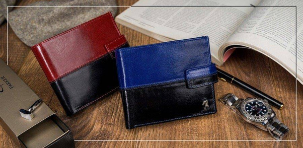 Skórzany portfel męski poziomy ze skóry n992-vt2 black-red