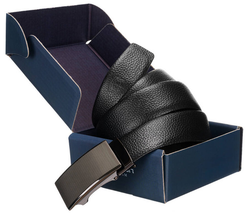 Elegancki skorzany pasek z metalowa klamra automatyczna