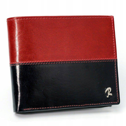 Skórzany portfel męski poziomy ze skóry n992-vt2 black-red
