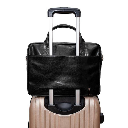 Skórzana torba męska na ramię laptopa 15,6" czarna - Pavone Nero Monza 2317 BL