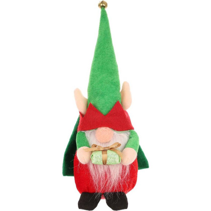 ELF DEKORACYJNY 28CM Z PREZENTEM I WORKIEM NA PLECACH NA PREZENT