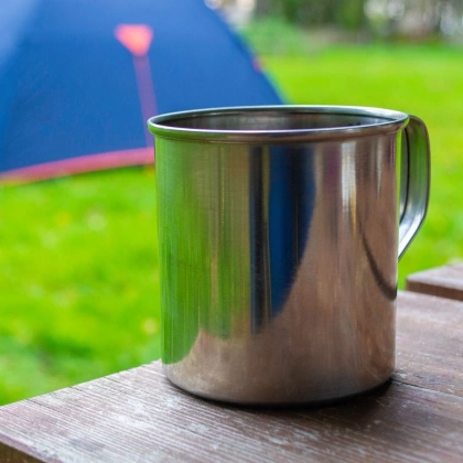 Kubek garnek stalowy z uchwytem turystyczny wędkarski 9 cm 450 ml