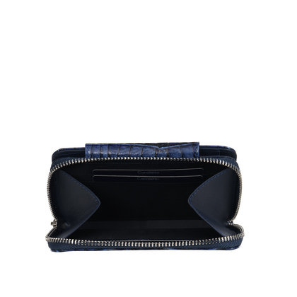 Damski portfel skórzany Canaletto – granatowy croco z RFID | Elegancja i bezpieczeństwo PD1445s285 RFID