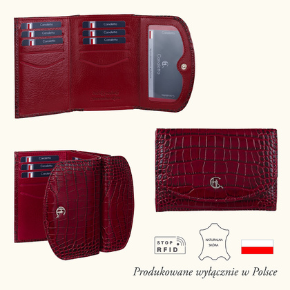 Portfel damski skórzany Canaletto croco – elegancja, funkcjonalność i ochrona RFID PD1201cs162 GR