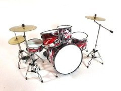 Mini perkusja czarno-czerwona  MDR-0312, skala 1:5 Uwaga! Perkusja "nie gra" - to wyłącznie przedmiot dekoracyjny