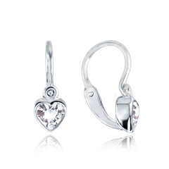 MINET Kolczyki z zapięciem z przodu serca z białego złota z cyrkoniami Au 585/1000 1,05g