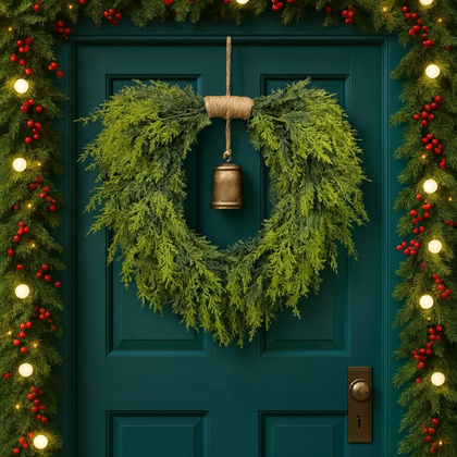Wianek ozdobny na drzwi, stroik, sztuczna choina jak żywa - wysokość 50 cm WSN31