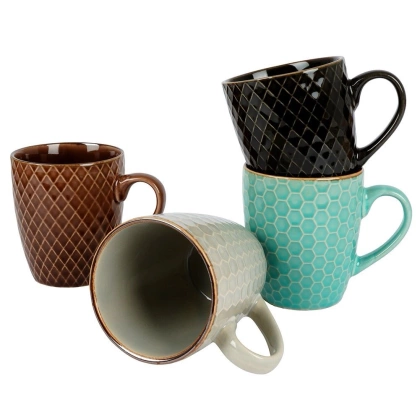 Kubek ceramiczny 250 ml do picia kawy herbaty na prezent zestaw komplet kubków 4 sztuki
