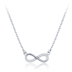MINET Elegancki złoty naszyjnik z białego złota nieskończoność z białymi cyrkoniami Au 585/1000 1,85g