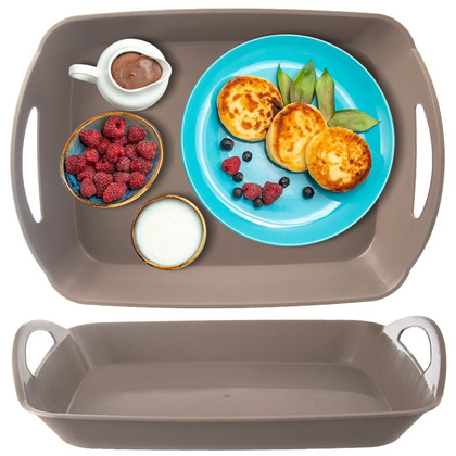 Taca kuchenna do serwowania z uchwytami głęboka szara 43,5x31,5x9 cm