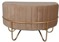 Puf półokrągły welurowy beżowy na złotym stelażu