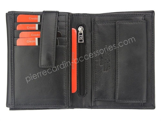 Portfel męski skórzany PIERRE CARDIN TILAK07 330 RFID Czarny / Bordowy