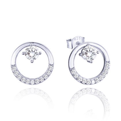 MINET Luksusowe kolczyki srebrne z białymi cyrkoniami
