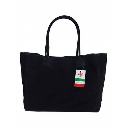 Duża włoska torba XL- A4 , worek na ramię , zamsz naturalny Vera Pelle ,Czarna  WGXL5N