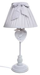 Lampa drewniana z sercem biało-szara