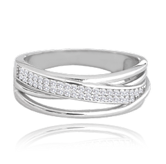 MINET Pierścien srebrny z białymi cyrkoniami wielkość 16