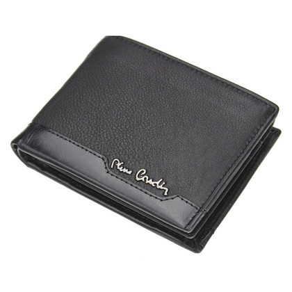 Portfel męski skórzany PIERRE CARDIN TILAK37 8806 RFID Czarno Niebieski