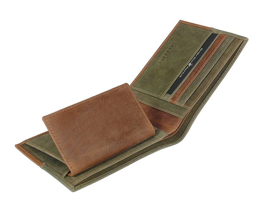 BH-260 OKLAHOMA Portfel męski skórzany Zielono Brązowy