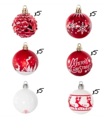 kopia Bombki choinkowe komplet 30 szt. 50 mm nietłukących plastikowych bombek - Czerwony