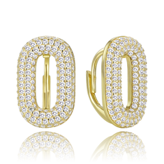 MINET Luksusowe pozłacane kolczyki srebrne z białymi cyrkoniami