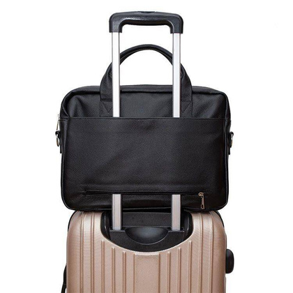 Skórzana torba męska czarna na ramię laptopa 15,6" - Pavone Nero Parma 2461 BL