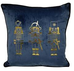 Poduszka welurowa kwadratowa z żołnierzykami granatowa